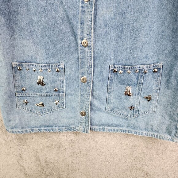 Women's Vintage D.A.K. Denim Vest With Embellished Pockets & Buttons Size M - Picture 3 of 10
